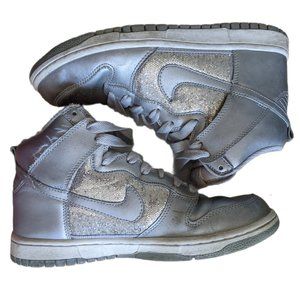 Nike Dunk High Metallic Silver Sequin Sneakers